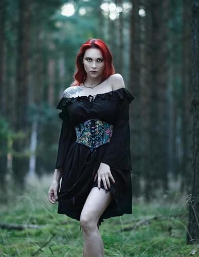Scarlet Darkness Corset Belt for Women Floral Lace Up Boned Underbust Corset Waist Belts - Midnight Garden - 12 thumbnail 2