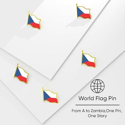 Czech Republic (Czechia) Flag Lapel Pin - Enamel Metal National Badge | World Travel Souvenir Gift for Men Women | Country Flag Patriotic Brooch Bulk Pack of Pins for Hat, Tie, Clothes, Backpack (1pc) thumbnail 6