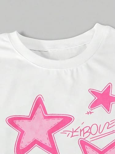 SOLY HUX Girl's Star Graphic Crop Top Baggy Pants Y2k Outfit | 2 Piece Set, Street Daily, Summer, Grunge, Streetwear Clothes thumbnail 3