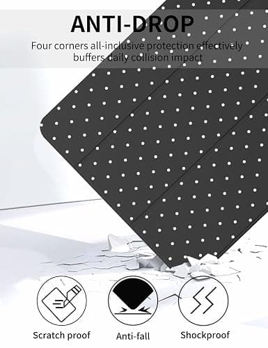 Fycyko Compatible with iPad (A16) 11th Generation 11 Inch 2025 Case, Slim Stand Cover for iPad 10th 10.9 Inch 2022 with Pencil Holder, Cute Polka Dot Aesthetics Design Protective Cover-Black thumbnail 4
