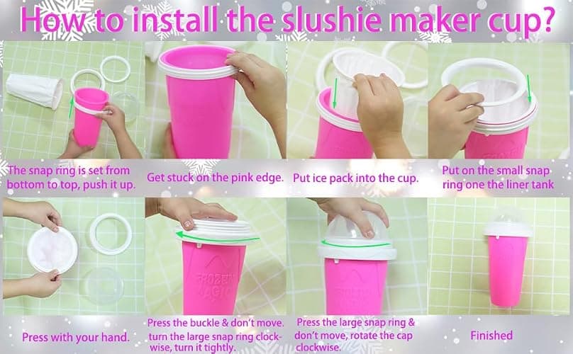 Slushie Maker Cup, Magic Quick Frozen Smoothies Cups for Homemade Milk Shake Ice Cream Maker, Cooling Cup, Double Layer Squeeze Slushy Maker Cups, Birthday Gifts for Kids Mom Dad(Pink) thumbnail 8