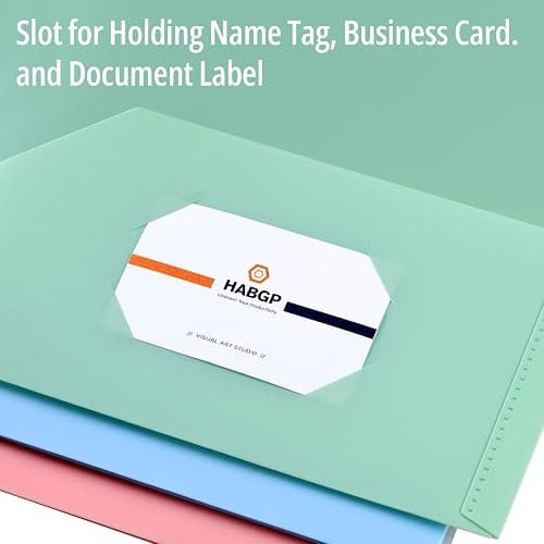 HABGP 6 Pack Colored File Folders with Pockets and Business Card Holder, Pastel Decorative Pocket Folders for Documents, Cute Plastic Folders for Filing Cabinet, School, Office, Resume Portfolio thumbnail 5