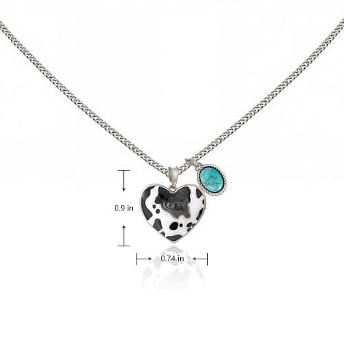 Wrangler Heart Turquoise Pendant Necklace, Gold Plated Western Jewelry | Turquoise Jewelry for Women, 14K Natural Stone, Vintage Gold & Antique Silver Plated, Skin-Friendly Copper, Gift Box thumbnail 2