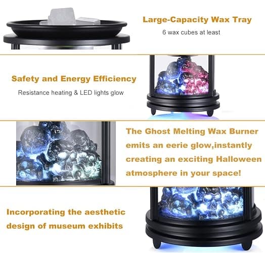Dicimi Halloween Wax Warmer - Skull Wax Melter for Scented Wax Cubes & Essential Oils, 4-in-1 Electric Warmer with Hot Plate, Spooky Ghost Decor Gift thumbnail 6