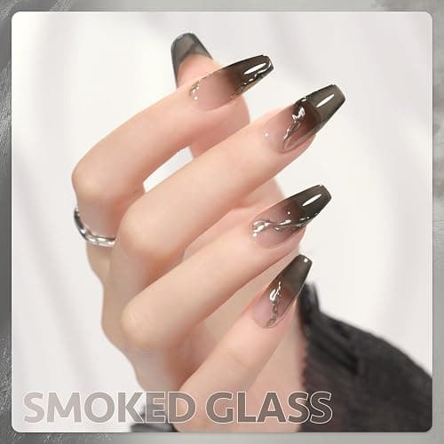 GAOY Jelly Nude Black Gel Nail Polish, 16ml Sheer Neutral Translucent Soak Off Gel Polish, UV Light Cure for Nail Art DIY, 1724 Smoked Glass - Smoked Glass thumbnail 2