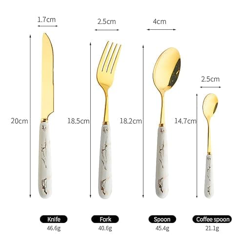 24-Piece Gilded Stainless Steel Flatware Set,Kitchen Utensil Tableware Cutlery Set Service for 6, Steak Cutlery Set for Home and Restaurant (Dark Green) thumbnail 3