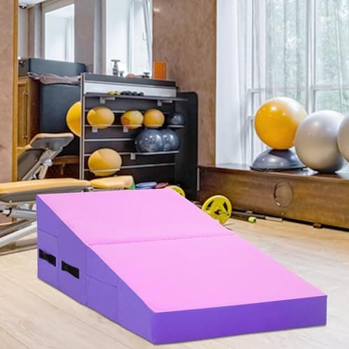 FDW Gymnastics Mat Incline Indoor/Outdoor Tumbling Mats yoga mat for Home Gym Folding Exercise Mat with Non-Slip Surface & Handles Cheese Wedge Mat thumbnail 6