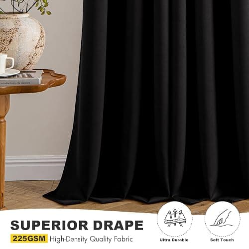 MIULEE Blackout Curtains for Bedroom Living Room 2 Panels, Thermal Insulated Room Darkening Drapes Grommet Noise Reducing Light Blocking Window Treatments 64 Inches Long 40x64 Inch Black thumbnail 5