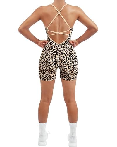 SUUKSESS Women Strappy Romper Seamless Jumpsuit Tummy Control Padded Sports Bra thumbnail 2