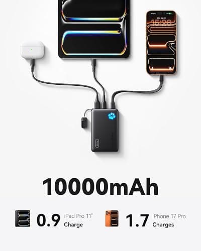 INIU 45W Fast Charging Portable Charger, 40% Smaller 10000mAh with Detachable Cable, Flight-Safe Travel Power Bank, USB C External Phone Battery Pack for iPhone 17 16 Pro iPad Samsung S26 Google etc thumbnail 5