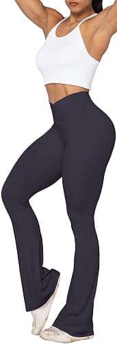 Sunzel Flare Leggings, Crossover Yoga Pants with Tummy Control, High-Waisted and Wide Leg thumbnail 7