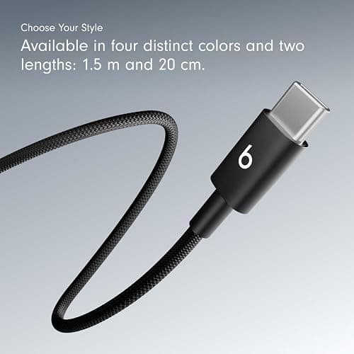Beats USB-C to USB-C Woven Cable Fast Charging Durable/Tangle-Free Compatible Charger for Apple & Android Devices (1.5 m, 5 ft) - Bolt Black thumbnail 7