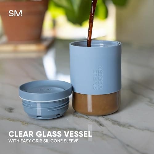 Simple Modern Clarity Cup | Glass Coffee Tumbler with 360° Lid and Silicone Sleeve | Iced Cold Brew and Tea Travel Mug | 12oz, Lavender Mist thumbnail 5