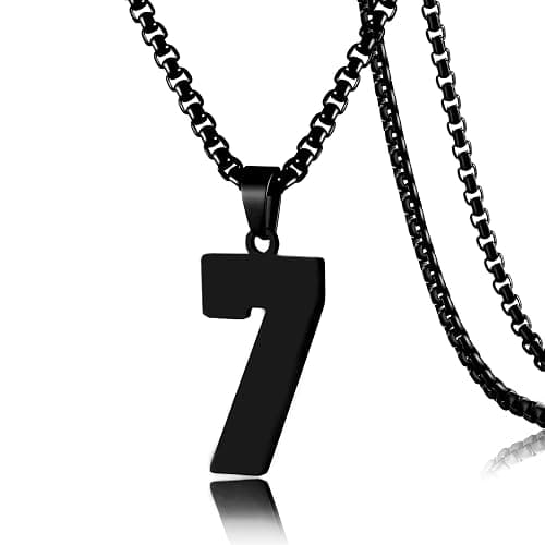 SKQIR Number Necklace for Men Black Baseball Jersey Number Pendant for Boys Athletes Number Chain Pendant for Boys Sport Stainless Steel necklace Stocking Stuffers Christmas New Year Gifts for Men - Image 1