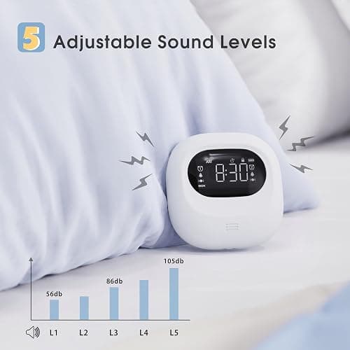 Bed Shaker Alarm Clock for Bedroom - Compact Wireless Alarm Clock with Child Lock for Traveling, 3 Vibration Levels Rechargeable Alarm Clock, LCD Display with Big Snooze, 12/24Hr & DST thumbnail 8