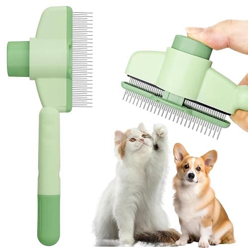 Cat Comb with Release Button, Cat Brush for Short or Long Haired Cats, Cat Grooming Comb for Removing Tangles and Knots - Image 1