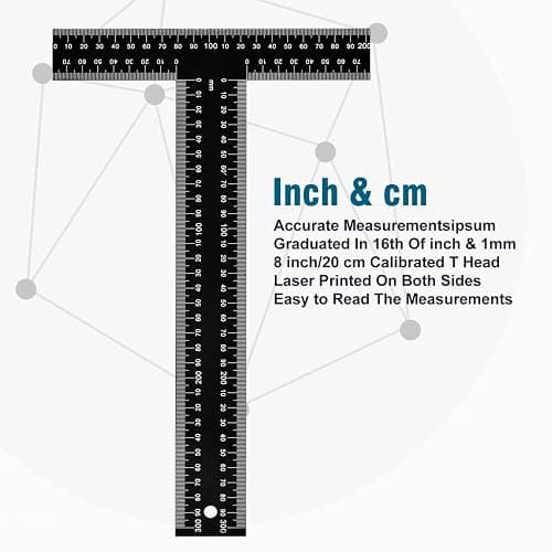 T Square Ruler - 12 inch Metal T Ruler for Drafting, Architecture, Engineering & Art | Precision Dual-Scale (Inch & MM) - Tee Ruler, Scale Ruler thumbnail 3