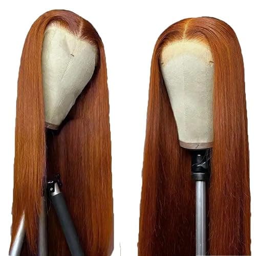 AiPliantfis Glueless Wig Human Hair Wig Echthaar Perücke Damen Straight Perücke Damen Echthaar #30 Brown 4x1 Lace Natural Hairline with Baby Hair Minimal Smell 32 Zoll thumbnail 3
