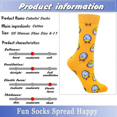 Fun Colorful Socks Patterned Funky Happy Crew Sock Combed Cotton Stockings Packs thumbnail 4