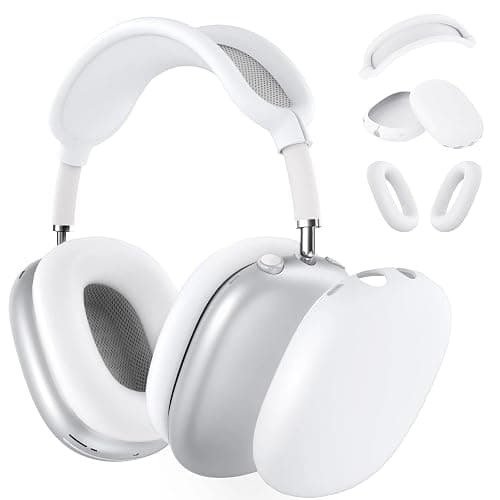Silicone Case Cover for AirPods Max Headphones,Ear Pad Case Cover/Ear Cups Cover/Headband Cover for AirPods Max (USB-C/Lightning)(2024/2020),Accessories Silicone Protector for Apple AirPods Max, White - Image 1