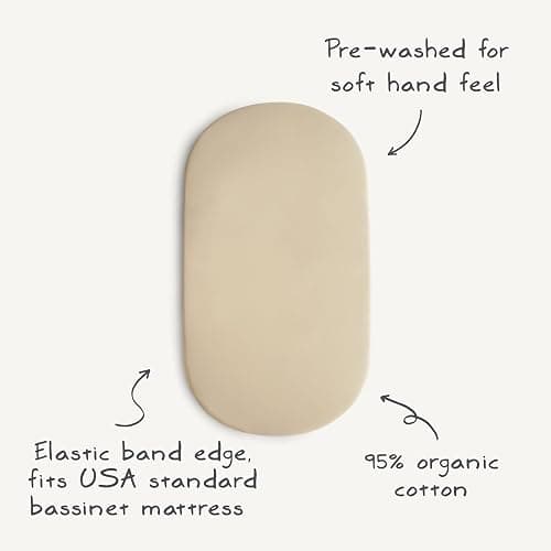 mushie Stretchy & Soft Bassinet Crib Sheet | Fitted 16" x 30" (Fog) - Fog thumbnail 4
