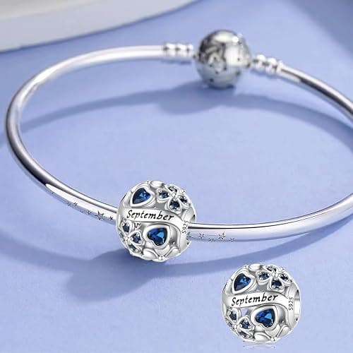 Aurevella Lucky Clover Birthstone Charms 925 Sterling Silver Charm for Pandora Bracelets and Necklaces Birthday Holiday Women Jewelry Gifts thumbnail 2