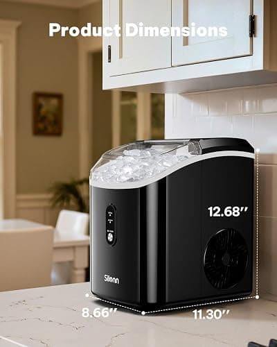 Silonn Nugget Ice Makers Countertop, Chewable Pellet Ice Machine with Self Cleaning Function, Portable Pebble Ice Maker with Ice Scoop for Home Kitchen Office, Black thumbnail 3