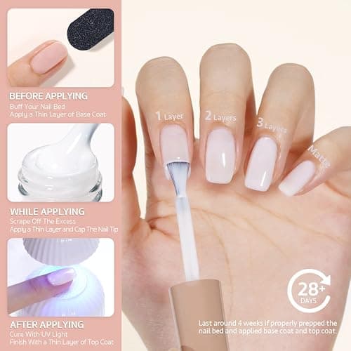 GAOY Milky White Gel Nail Polish, 16ml Nude Color 1482 Soak Off UV Light Cure Gel Polish for Nail Art DIY Manicure at Home thumbnail 5