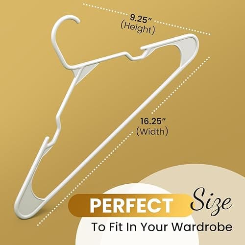 Our Modern Space 100 Pack Adult Plastic Hanger for Shirt Pants Coats Dresses Skirts Suits Jackets - Standard Thick Coat Hanger - Sturdy & Durable Design with Shoulder Grooves Hook - White thumbnail 2