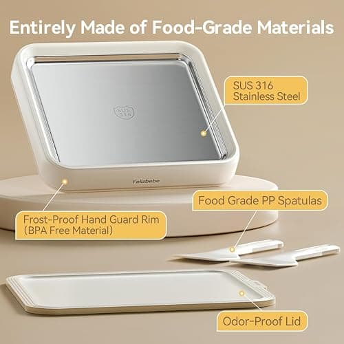 Rolled Ice Cream Maker, Felizbebe Instant Ice Cream Roller Tray with Lid and 2 Spatulas, Food Grade Premium Stainless Steel Cold Plate No-electricity for Fun Family Activities, DIY Parent-Child Time thumbnail 4