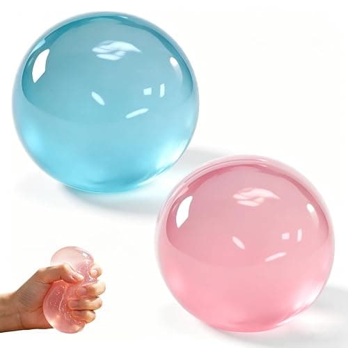 Coconut Oil Squishy - Coconut Oil Stress Ball, Non-Sticky Slow Rising Squeeze Balls, Handmade Malleable Clear Jelly Bubblegum Texture Coconut Oil Squish (Blue+Pink) - Image 1