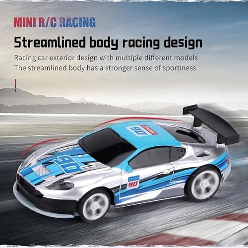 rcxperts Mini RC Drift Car for Adults, 1:58 Scale 2.4G Small Pocket Portable Micro Racing Car, Mobile APP Control Drifting Cars, Toys Gift for Adults (Blue) thumbnail 6