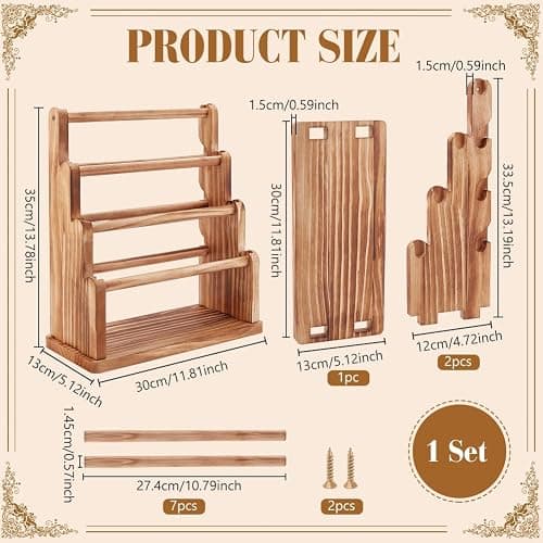 PH PandaHall 7 Tier Wood Bracelet Holder Jewelry Display Stand Bracelet Bangle Scrunchie Organizer Watch Display Stand Accessory Display Storage Organizer for Vendors Selling Craft Show Home, Brown thumbnail 3