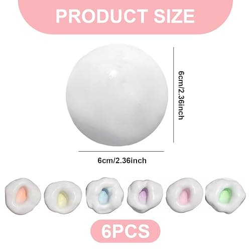 Stress Balls, 6pcs Colorful Sand Glutinous Squeeze Balls for All Ages, Portable Shapeable Anxiety Relief Toys for Office, School, or Travel thumbnail 3