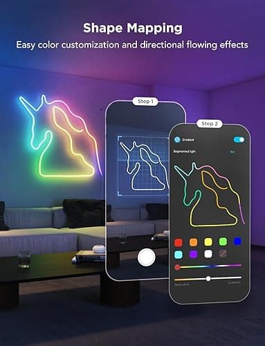 Govee Neon Rope Light 2, 5m RGBIC Neon LED Strip Lights with Shape Mapping, Work with Matter, Alexa and Google Assistant, LED Rope for Wall Decor - 5m thumbnail 2