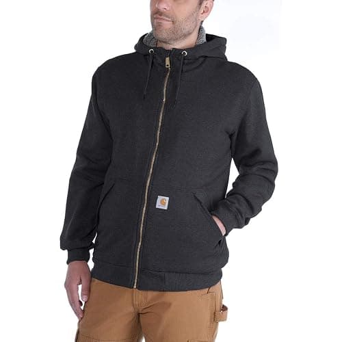 Carhartt Men's Rain Defender Relaxed Fit Midweight Sherpa-Lined Full-Zip Sweatshirt thumbnail 3