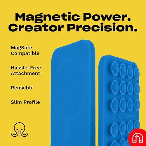 OCTOBUDDY Magnet - Dual Magnetic & Suction Phone Mount - Magnetic-Compatible Silicone Mobile Holder - Hands-Free Selfies & Videos - Content Creator Accessory - 2.6″ x 3.9″, Empire Strikes Black thumbnail 4
