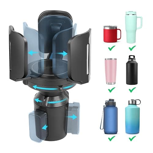 Cup Holder Expander for Car with Adjustable Holder & Base, Compatible with 10 to 64 oz Yeti Ramblers, Stanley, Hydro Flask, Nalgene, Hold 2.9" to 5.5" Large Bottles Mugs Food Drink, Car Cup Holder - Image 1
