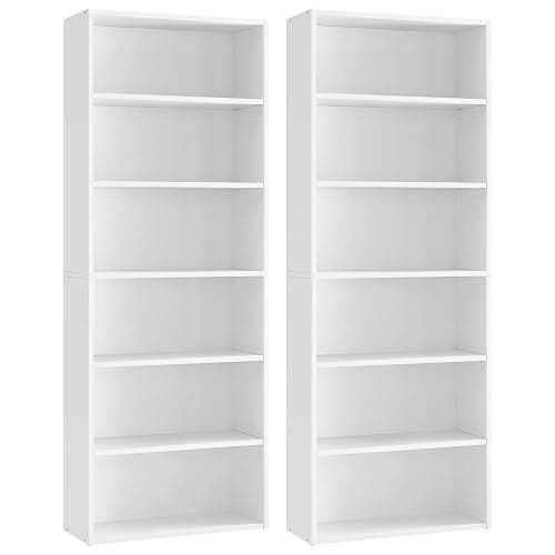 VASAGLE Set of 2 Bookshelves, 23.6 Inches Wide, 6-Tier Open Bookcases with Adjustable Storage Shelves, Floor Standing Units, Cloud White ULBC166T14-2 - Image 1