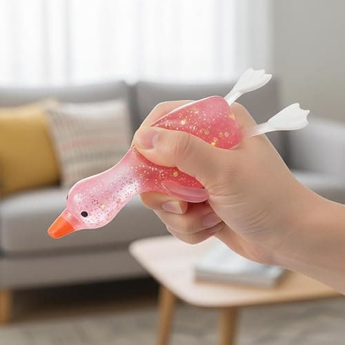 Duck Squishy Glitter, Squishy Duck Squeezy, Ultra Soft Stress Relief Sugar Ball Slow Rise Relaxing Sensory Fidget Stress Anxiety Relief for Adults Gifts (Pink-1pc) thumbnail 2