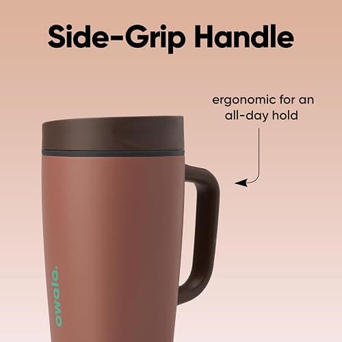 Owala SmoothSip Slider Stainless Steel Insulated Travel Mug with handle, 100% Leak Proof, For Hot and Cold Drinks, Travel Friendly with Sliding Lock Lid, 24 oz, BPA Free, Leak Proof, Cozy Cocoa thumbnail 6
