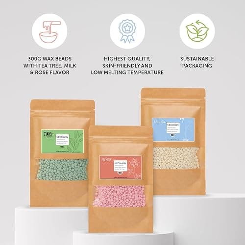 NEOMANN Waxer II Waxing Kit for Women and Men Non-Sticky, Teflon-Coated - Wax Warmer for Hair Removal incl. 300g Wax Beads, 20 Spatulas thumbnail 5