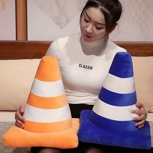 WAIUYIA Road Cone Plush Pillow - 3D Simulated Cone - Shaped, Fun & Creative, Traffic - Safety - Inspired Roadblock, Ideal for Racing Room, Car & Home Decor, Great for Reading & Napping (Orange) thumbnail 5