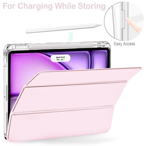 Feams for iPad Air 13 Inch Case M3 2025/M2 2024, Slim iPad Pro 12.9 Inch 6th/5th/4th Generation 2022/2021/2020 Case Clear Back Cover with Auto Sleep & Pencil Holder, Pink thumbnail 5