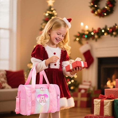 Personalized Monogram Dance Bag for Girls - 3-6 Years duffle bag for Kids Lightweight Water Resistant Oxford Backpack for Ballet Cheerleading Sleepovers Gymnastics Pink E thumbnail 2
