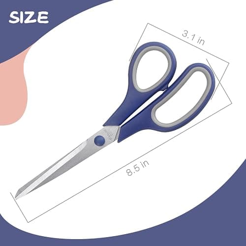 Scissors 8.5 Inch scissors all purpose Bulk Set of 3, Scissors for Office Home School Craft Supplies, Soft Comfort-Grip Right/Left Hand, Navy Blue, Pink, Brown thumbnail 3