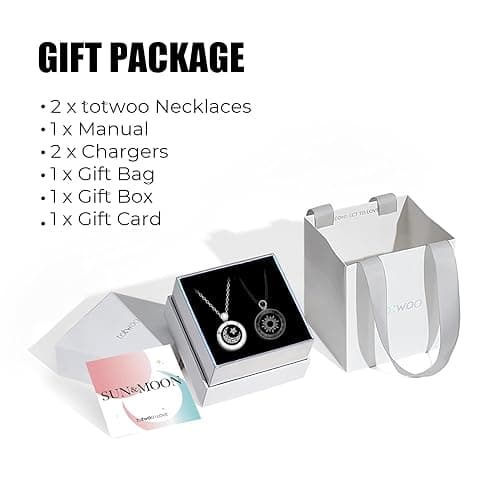 TOTWOO Long Distance Touch Necklace| Vibration & Light Up Smart Necklace for Long Distance Relationship Gifts (Black Rose Gold) Couples Necklace with Natural Agate Gift for Her and Him - Black&Silver thumbnail 7