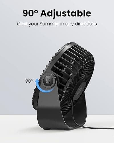 Gaiatop USB Desk Fan, 3 Speeds Strong Airflow, 5.5 Inch Portable 90° Rotate Quiet Cooling, Small Personal Table Fans for Bedroom Home Office Travel Black thumbnail 6