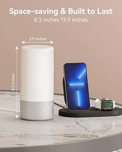 ROOTRO Table Lamp, [Advanced] Bedside Touch Control Lamp for Bedroom 3 Level Dimmable Warm White Lights with 256 RGB Color Mode Modern Deisgn Smart Nightstand Desktop LED Lamps Portable for Read thumbnail 7