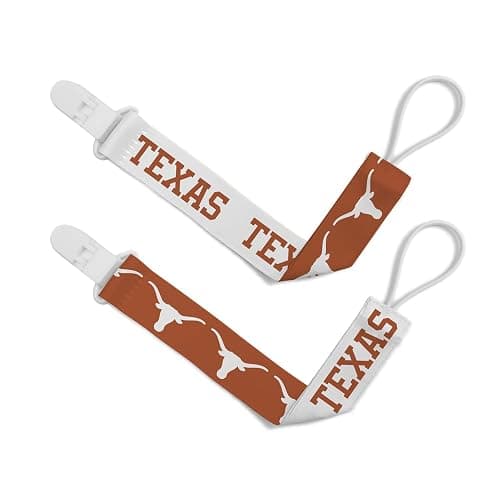 Baby Fanatic Officially Licensed Unisex Pacifier Clip 2-Pack - NCAA Texas Longhorns - Officially Licensed Baby Apparel - Image 1